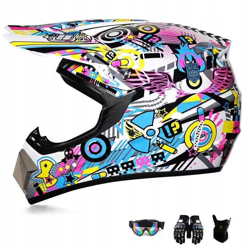 CHILDREN'S MOTORCYCLE HELMET ENDURO QUADA WITH GOGGLES glove multi-style S-XL