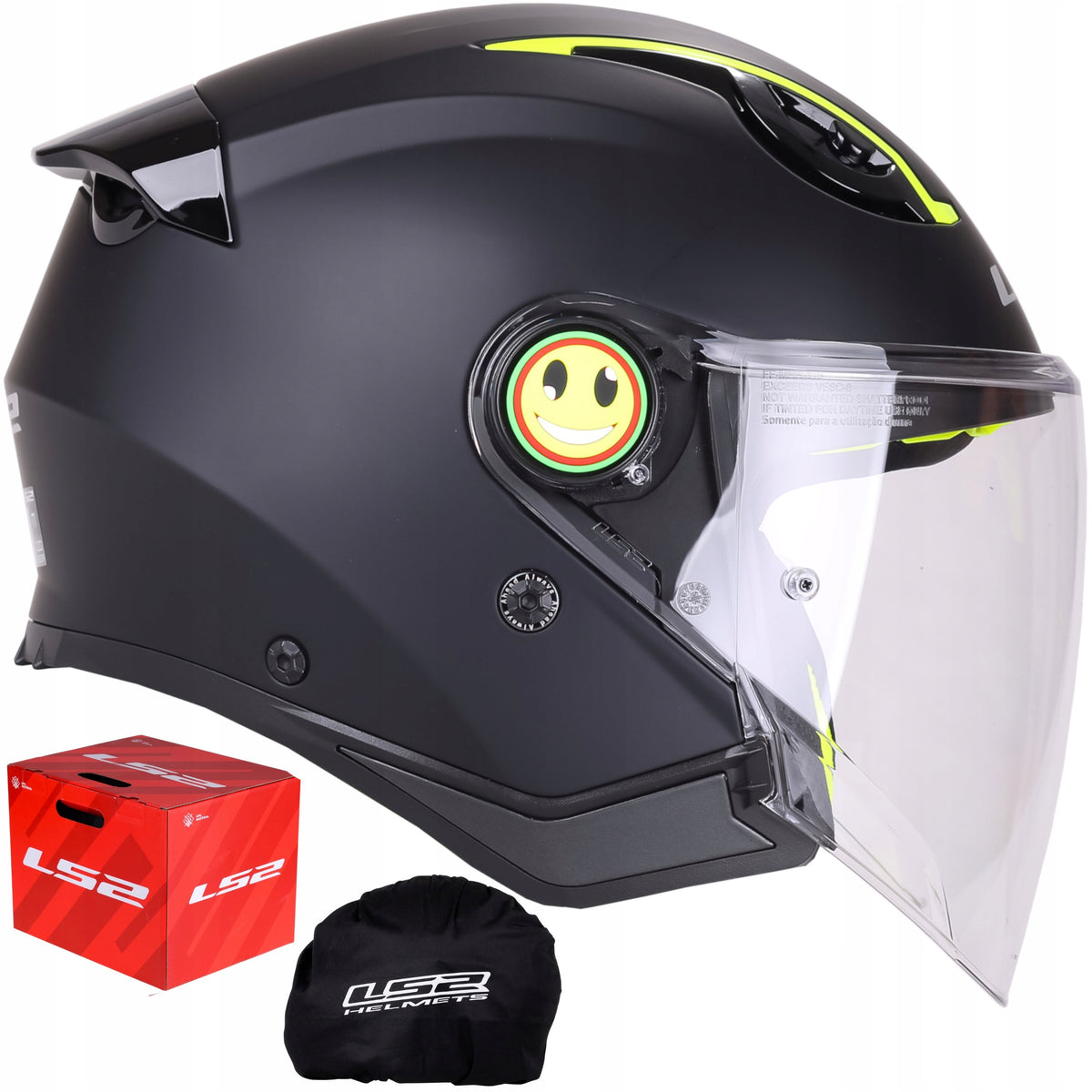 CHILDREN'S MOTORCYCLE HELMET OPEN LS2 OF622 FUNNY II black mat ECE 22.06