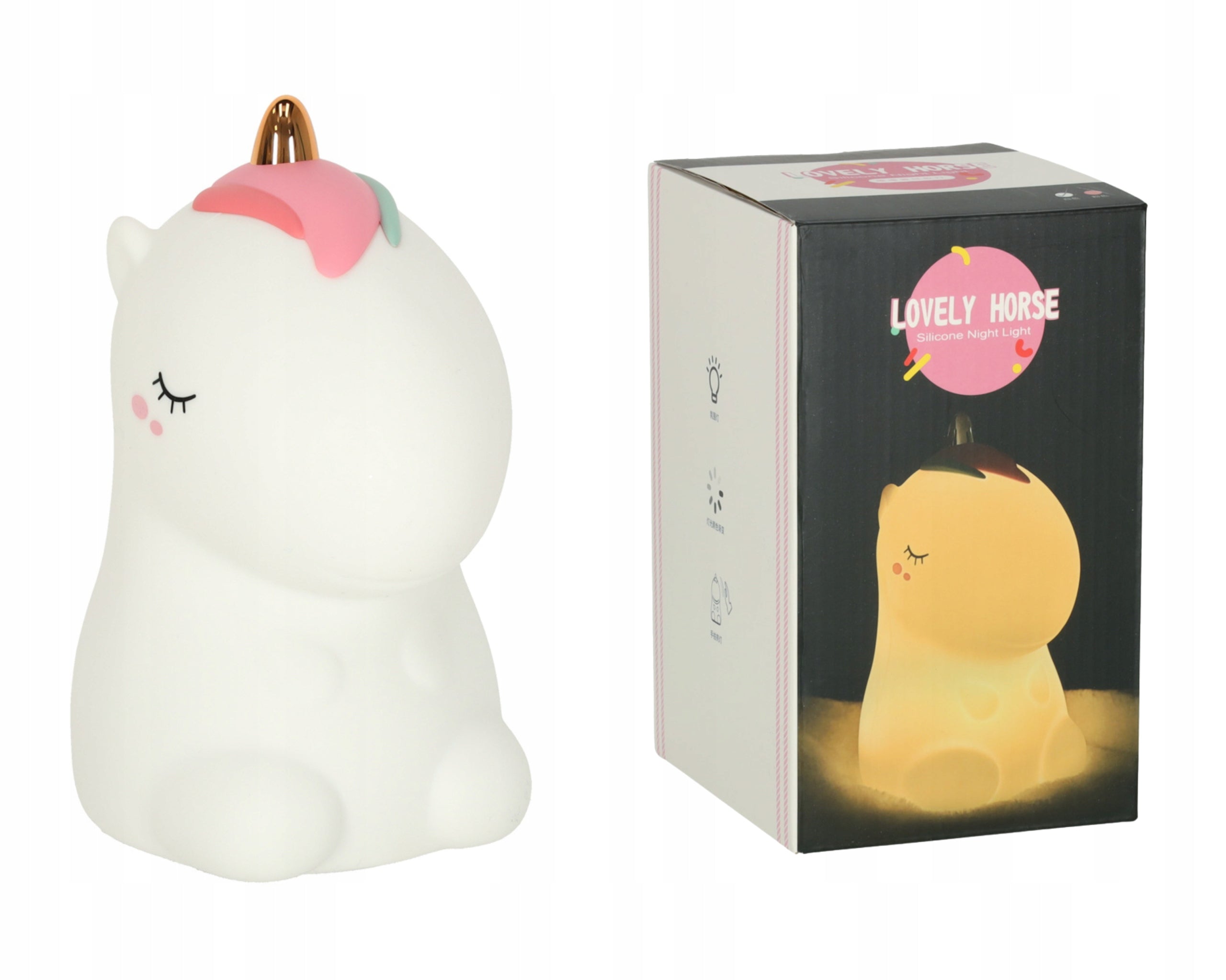 CHILDREN'S NIGHT LIGHT UNICORN LED SILICONE PORTABLE 9 COLORS Manufacturer code LAMPKA NOCNA JEDNOROŻEC DLA DZIECI 9 KOLORÓW