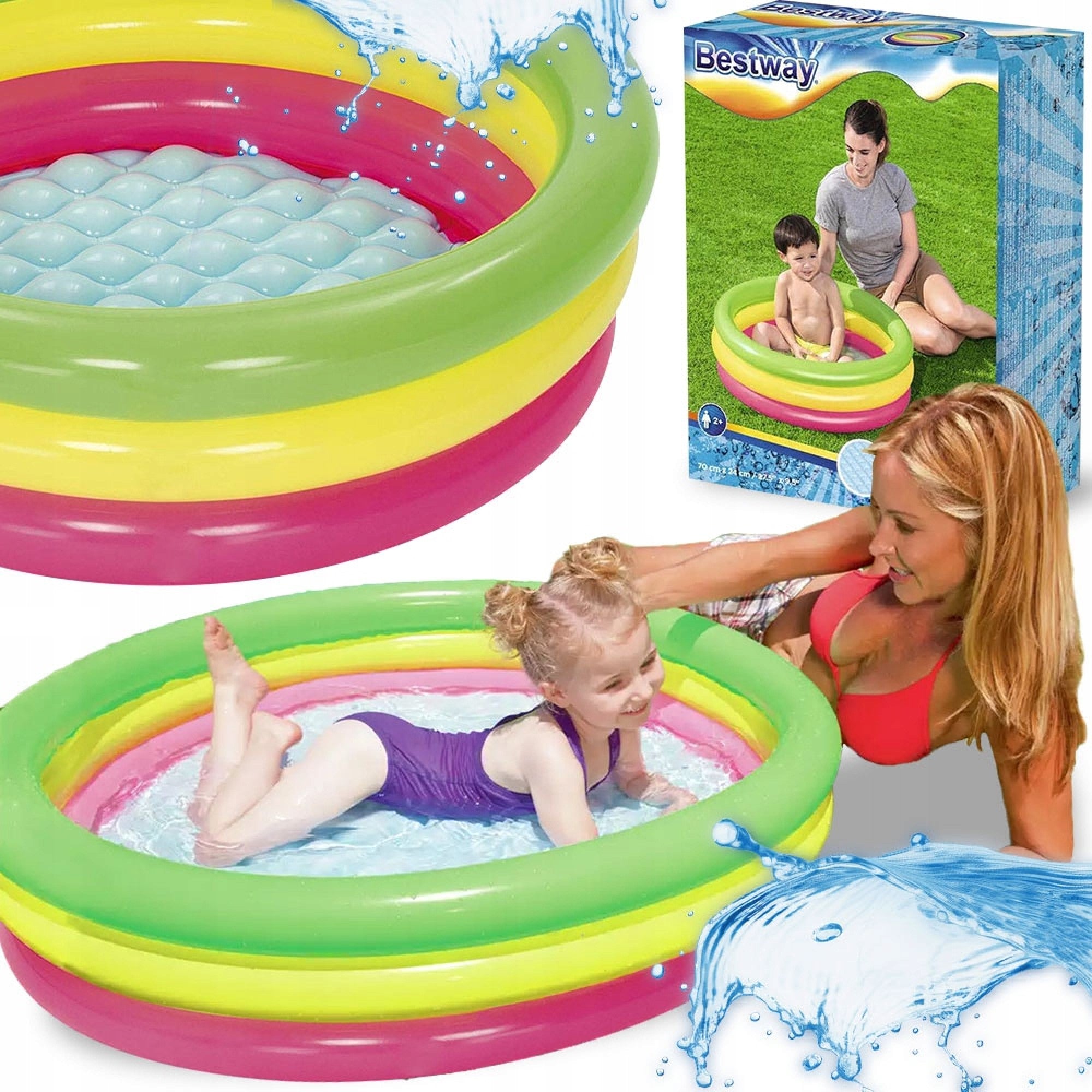 CHILDREN'S PADDLING POOL INFLATABLE ROUND POOL FOR CHILDREN BESTWAY 41L