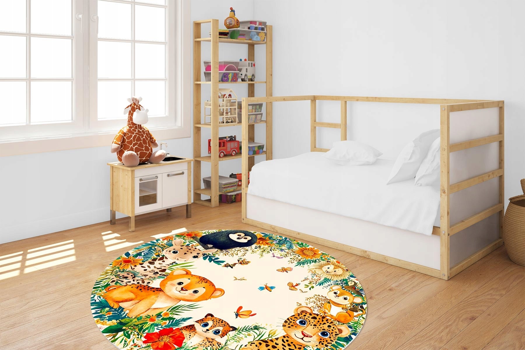 CHILDREN'S RUG ANTI-ALLERGIC ANIMALS SAFARI VINYL ROUND 120cm Manufacturer code MDO-38_120