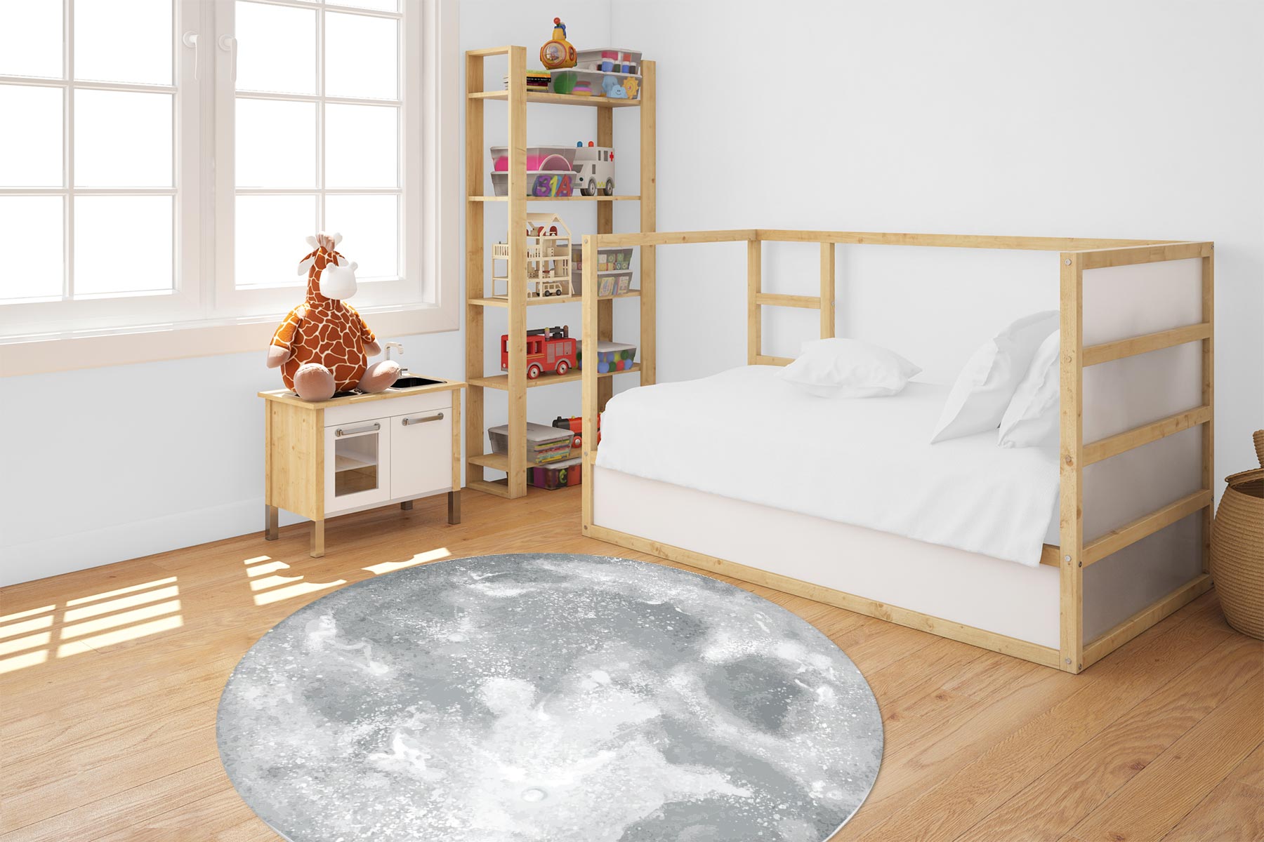 CHILDREN'S RUG ANTI-ALLERGIC MOON LARGE GREY VINYL ROUND 120cm Brand matoMAT