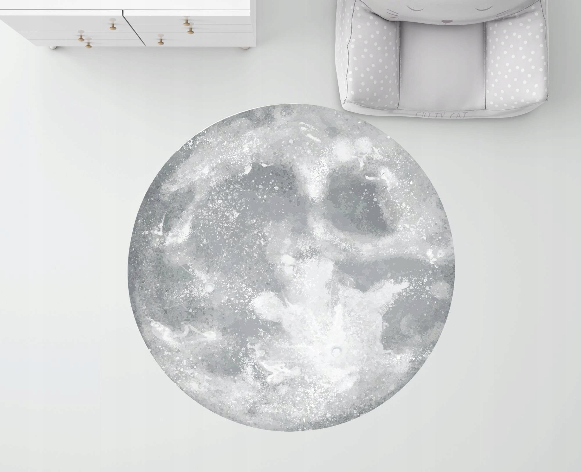 CHILDREN'S RUG ANTI-ALLERGIC MOON LARGE GREY VINYL ROUND 120cm Product height 120 cm