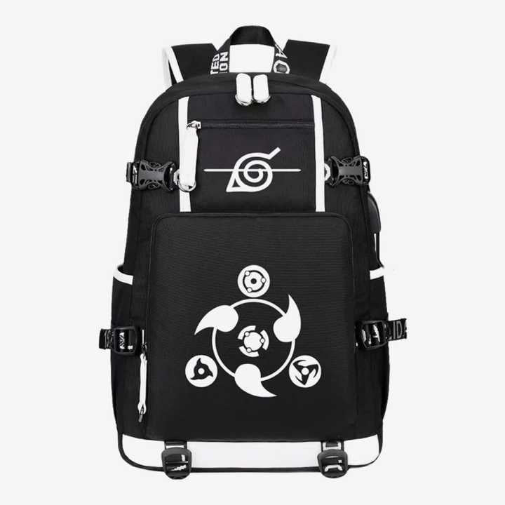 CHILDREN'S SCHOOL BACKPACK NARUTO BLACK WITH PRINT USB PORT