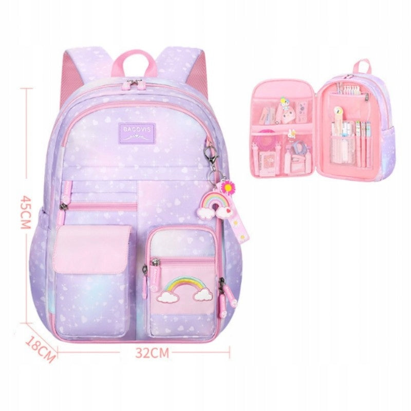 CHILDREN'S SCHOOL BACKPACK WATERPROOF WITH KEYCHAIN SATCHEL CHILDREN FOR SCHOOL Brand Rainbow Socks