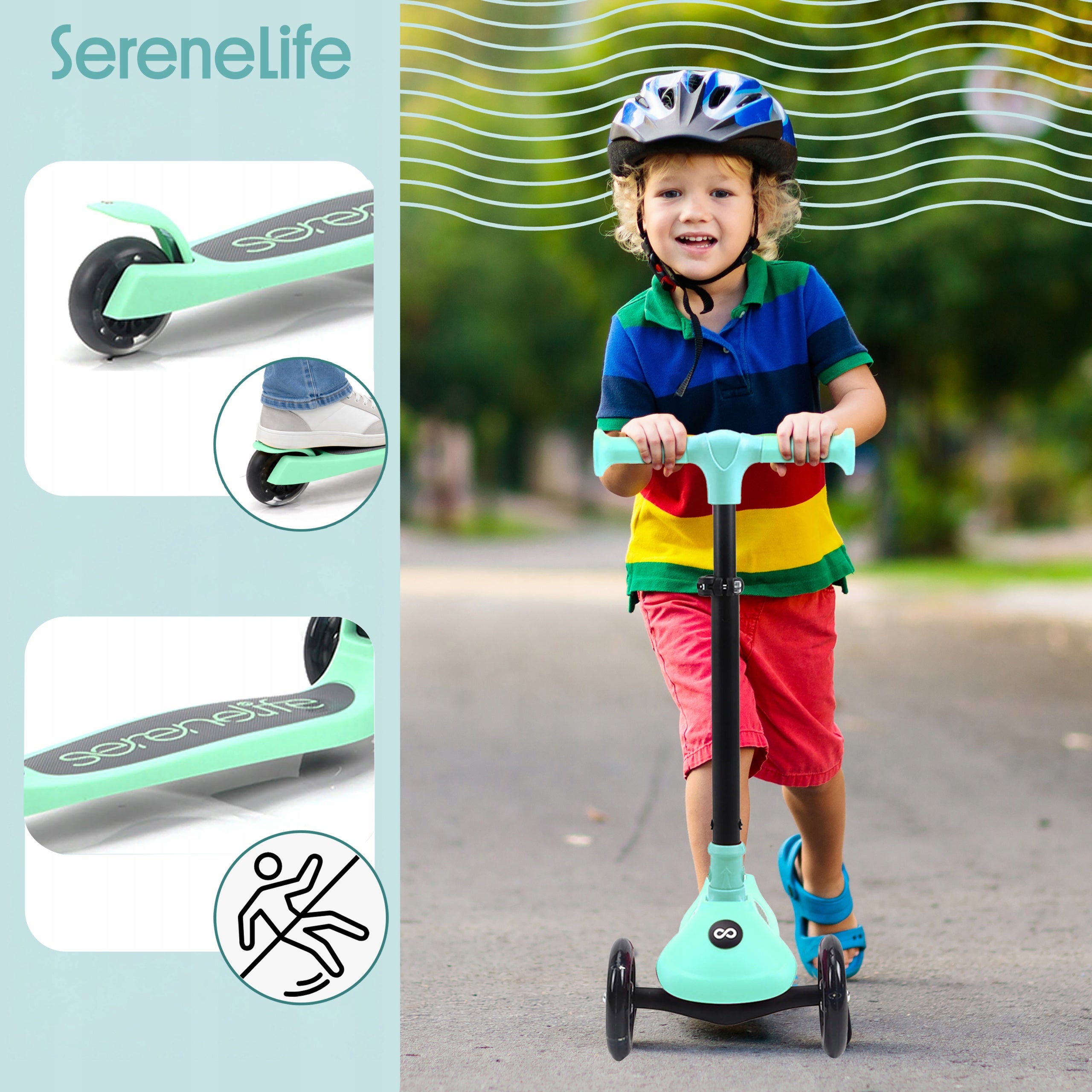 CHILDREN'S SCOOTER 3-WHEEL BALANCE MINT WITH SERENELIFE LED WHEELS Color blue