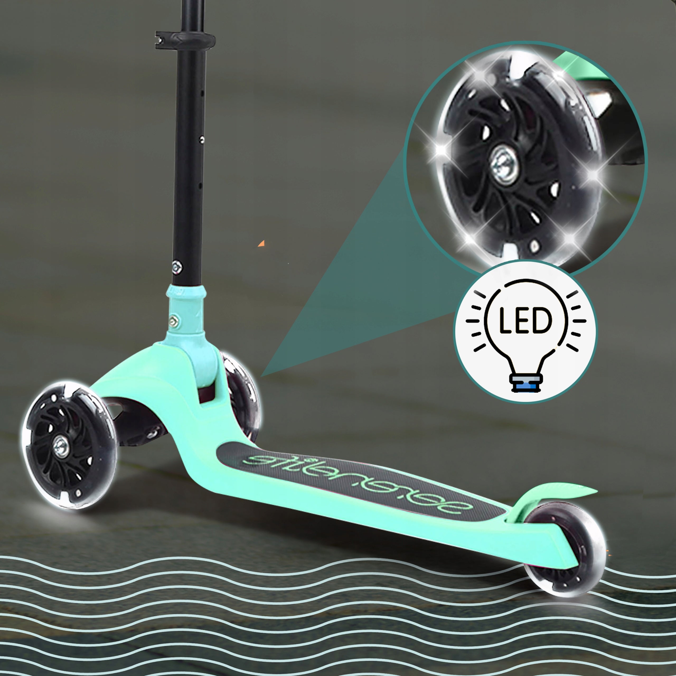 CHILDREN'S SCOOTER 3-WHEEL BALANCE MINT WITH SERENELIFE LED WHEELS Manufacturer code SLKSC13MG