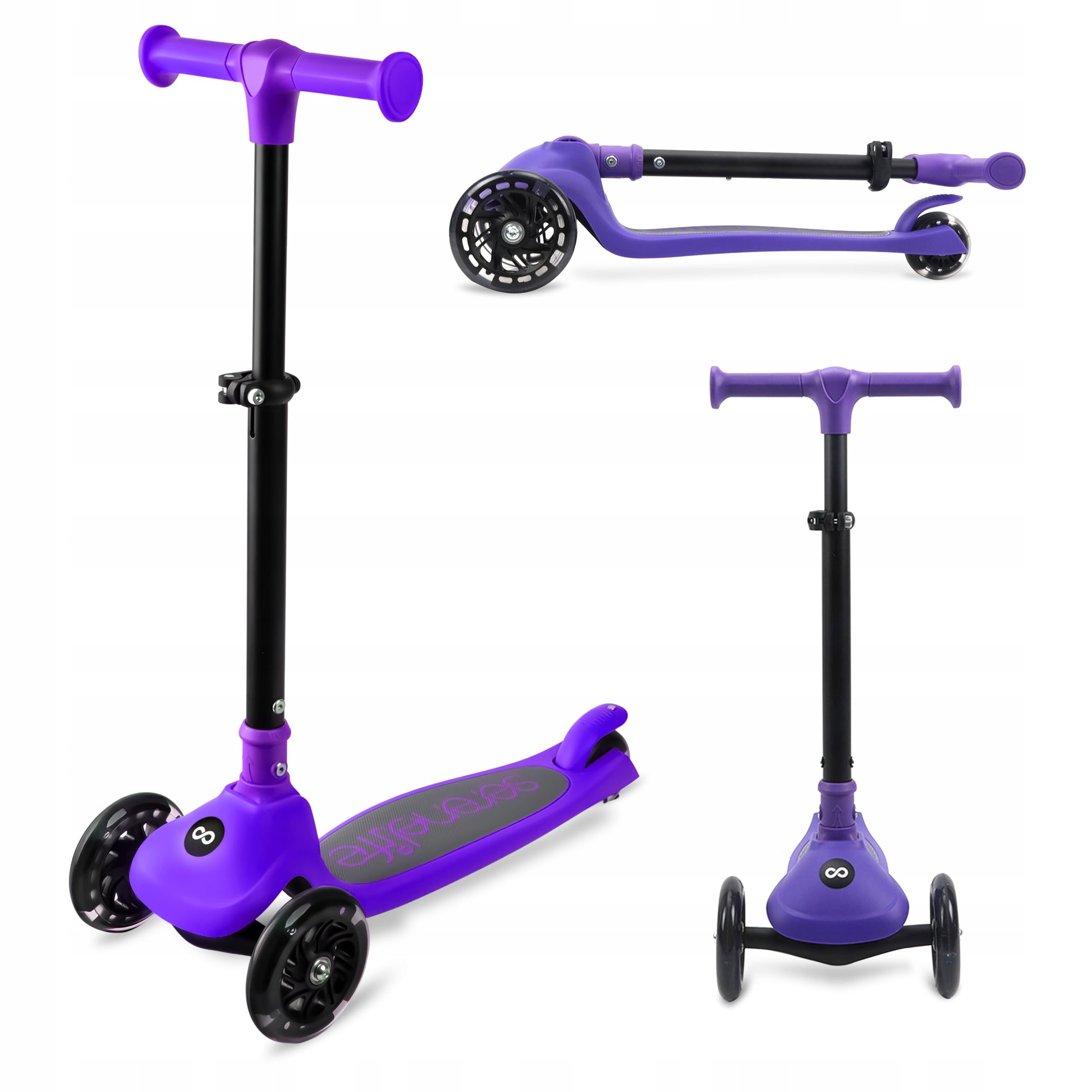 CHILDREN'S SCOOTER 3-WHEEL PURPLE BALANCE WITH SERENELIFE LED WHEELS