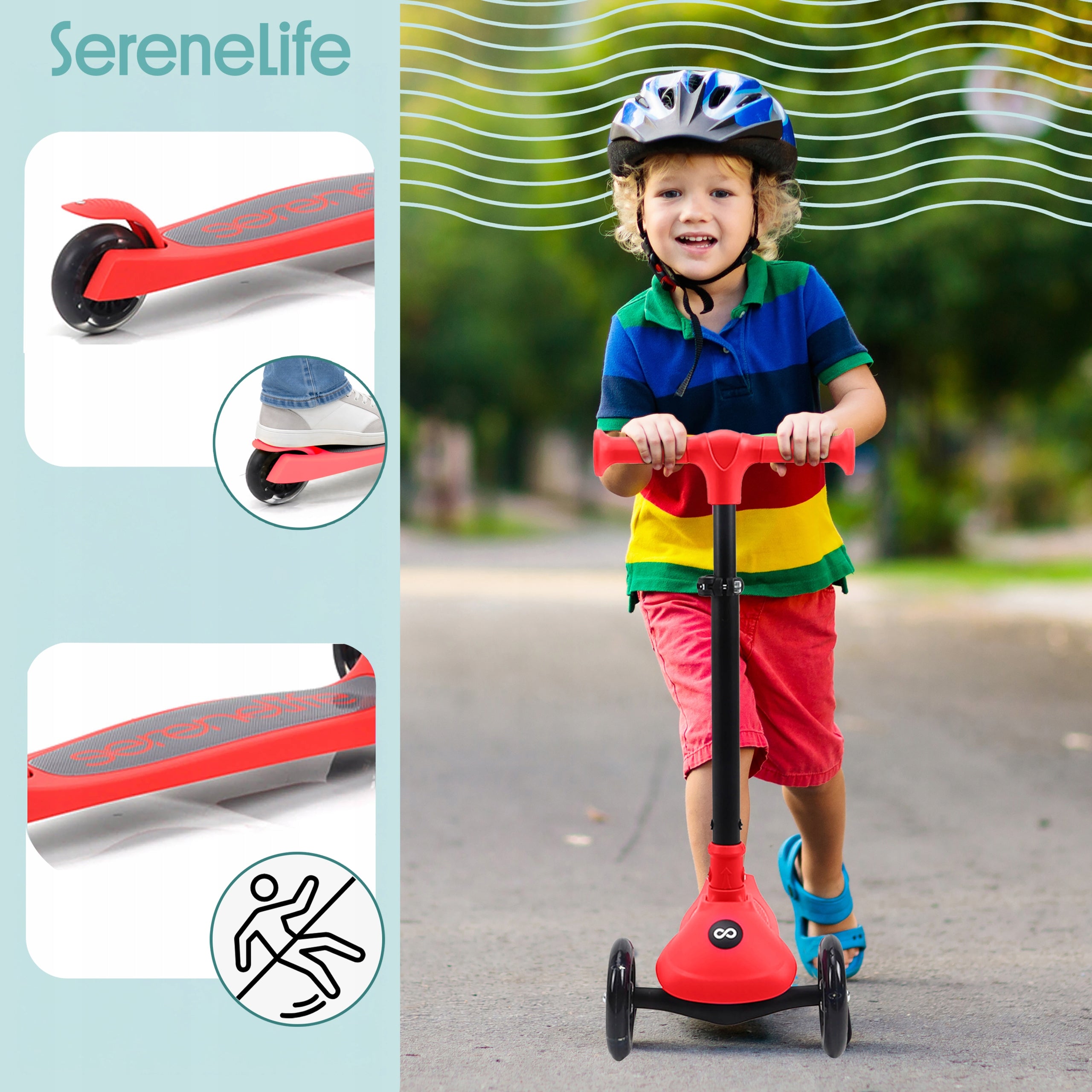 CHILDREN'S SCOOTER 3-WHEEL RED BALANCE WITH SERENELIFE LED WHEELS Brand no brand