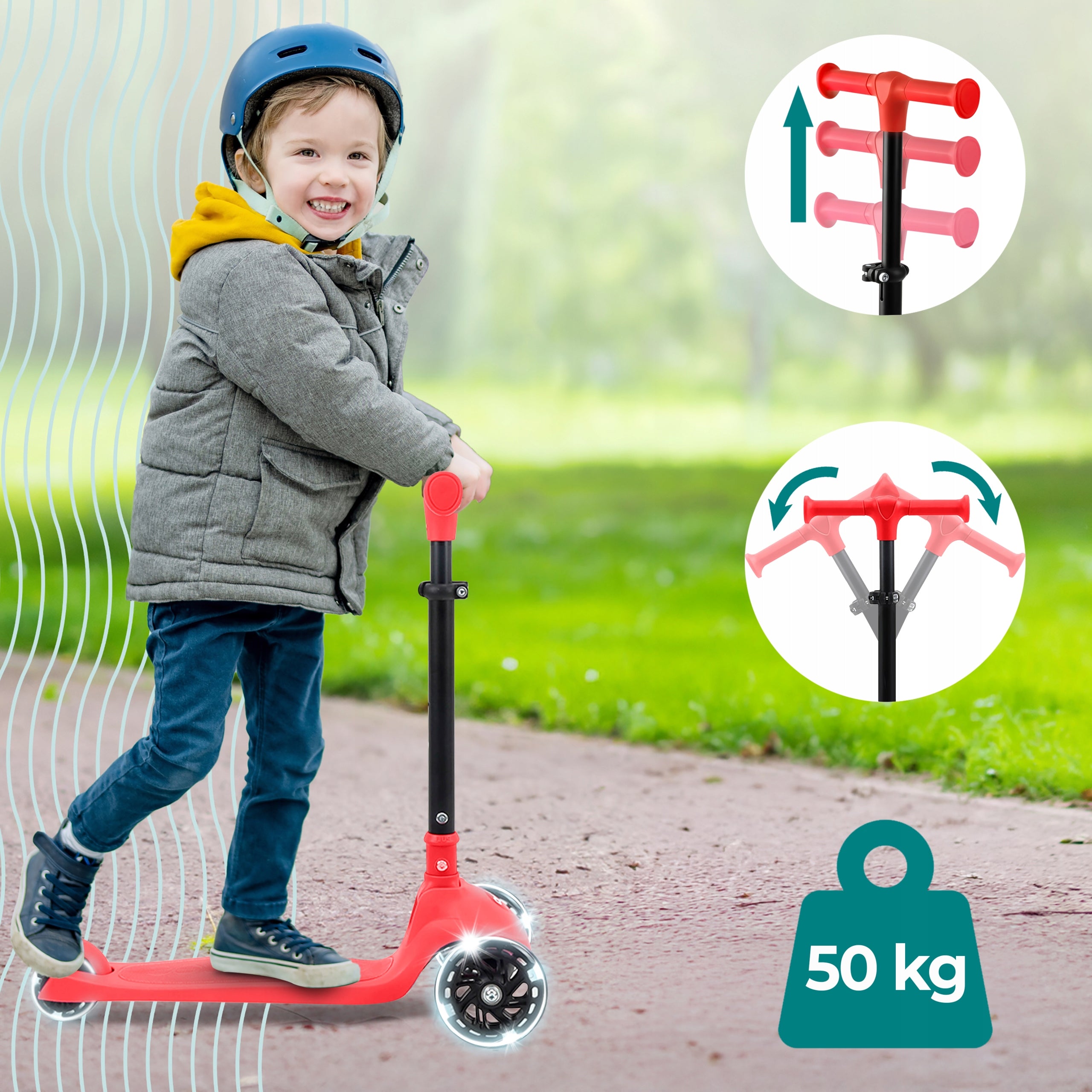 CHILDREN'S SCOOTER 3-WHEEL RED BALANCE WITH SERENELIFE LED WHEELS Manufacturer code SLKSC12RD