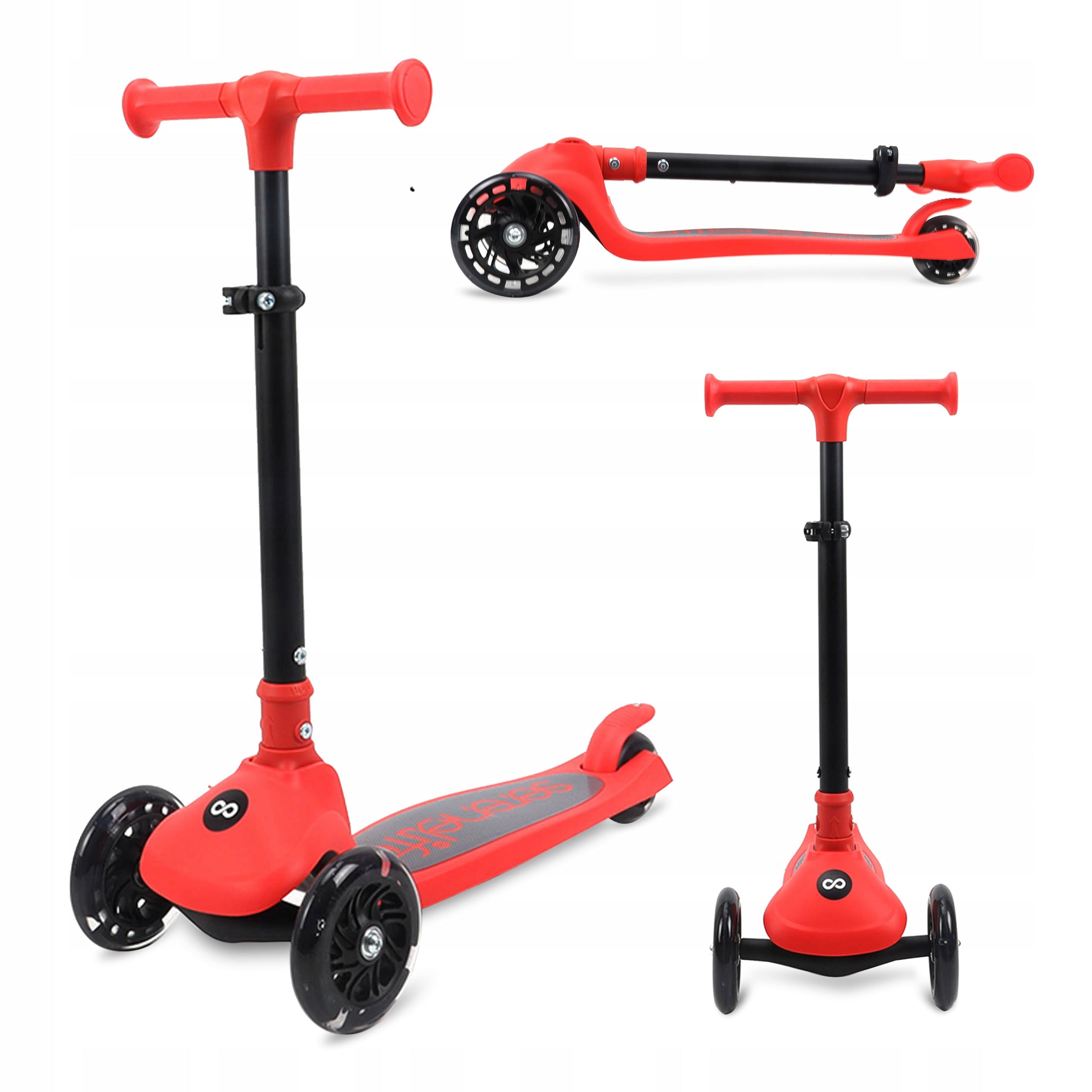 CHILDREN'S SCOOTER 3-WHEEL RED BALANCE WITH SERENELIFE LED WHEELS