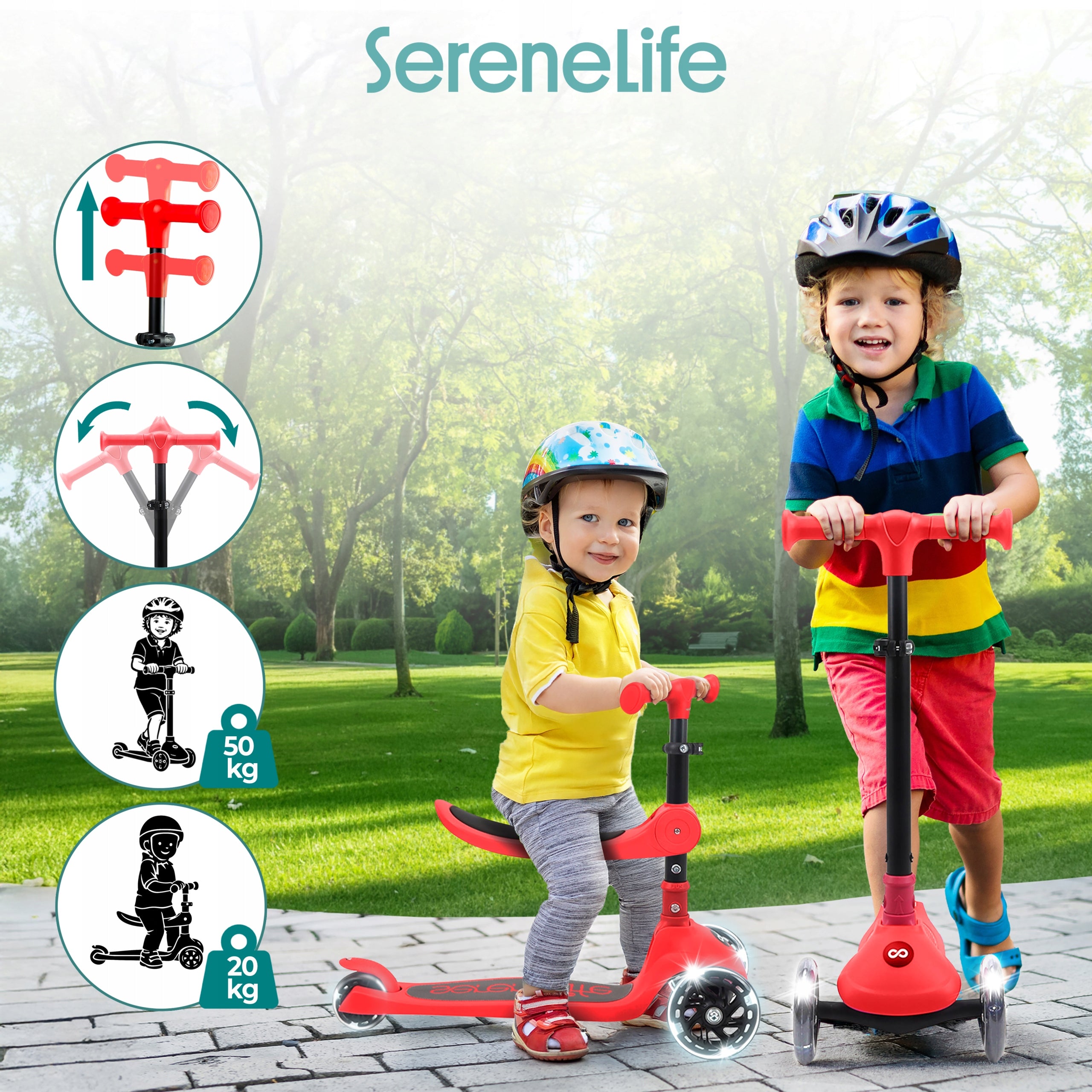 CHILDREN'S SCOOTER BALANCE THREE-WHEEL LED SEAT STABLE Manufacturer code SLKSC22RD