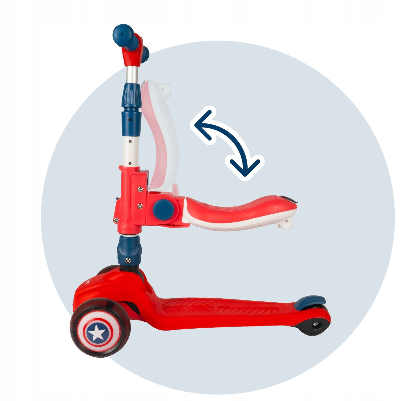 CHILDREN'S SCOOTER TRICYCLE WITH ADJUSTABLE GLOWING LED WHEELS RED Brand MalPlay
