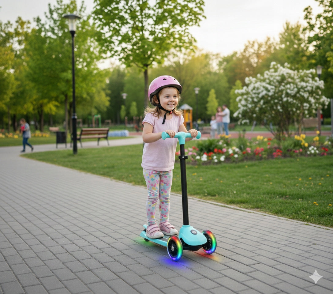 CHILDREN'S SCOOTER TRIPLE TURQUOISE SEAT LED STABLE Manufacturer code SLKSC24AQ