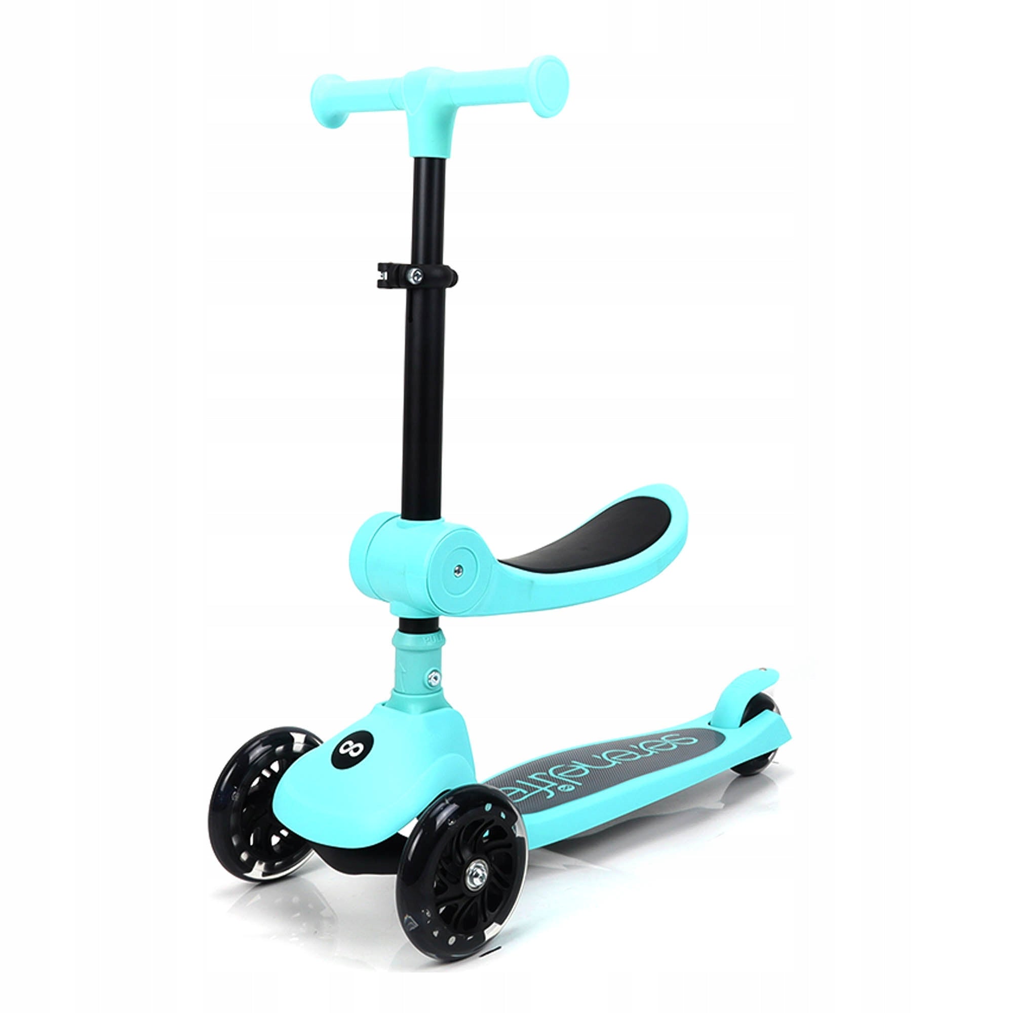 CHILDREN'S SCOOTER TRIPLE TURQUOISE SEAT LED STABLE Packaging status original