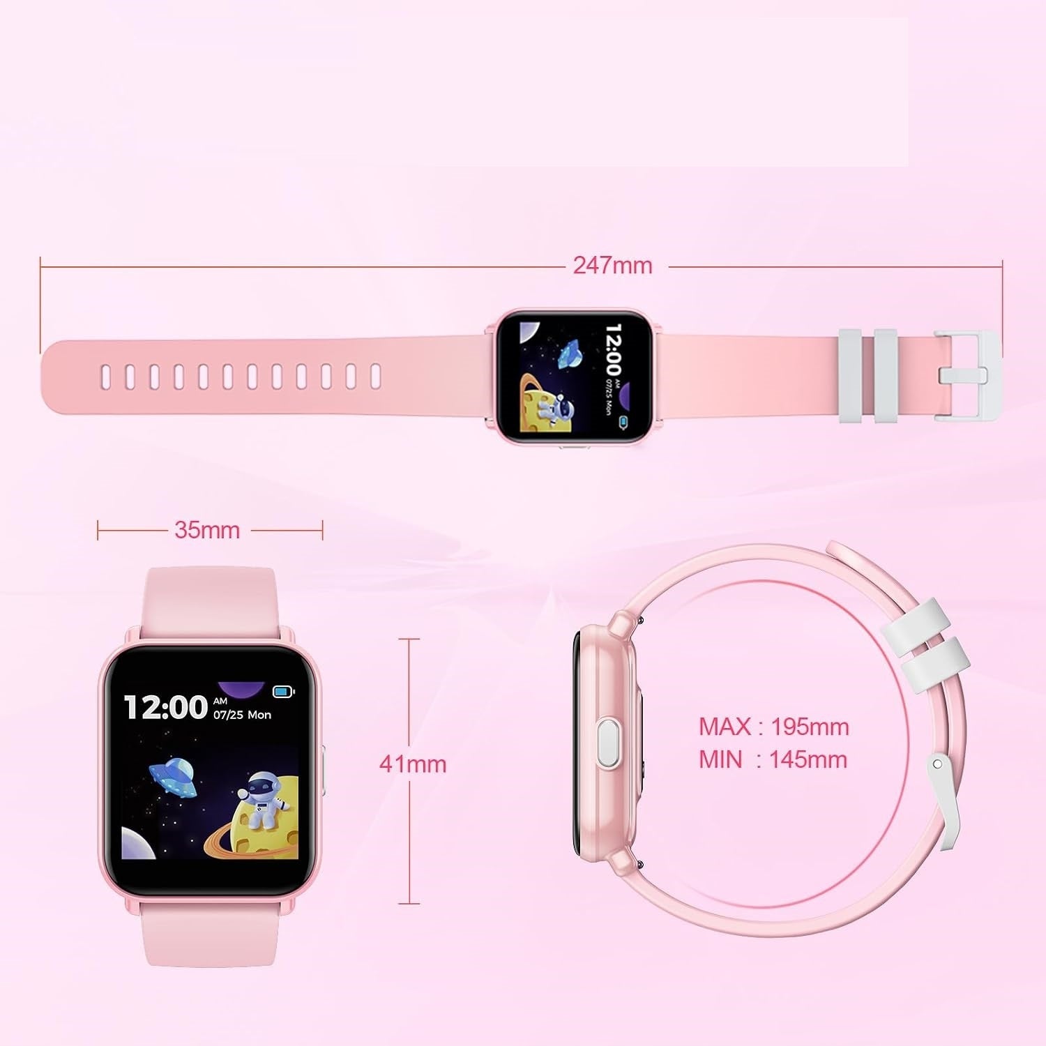 CHILDREN'S SMARTWATCH 1,4 INCH IP68 PULSE PEDOMETER SLEEP ALARM FITNESS PINK Manufacturer code B0CHFKY6JX