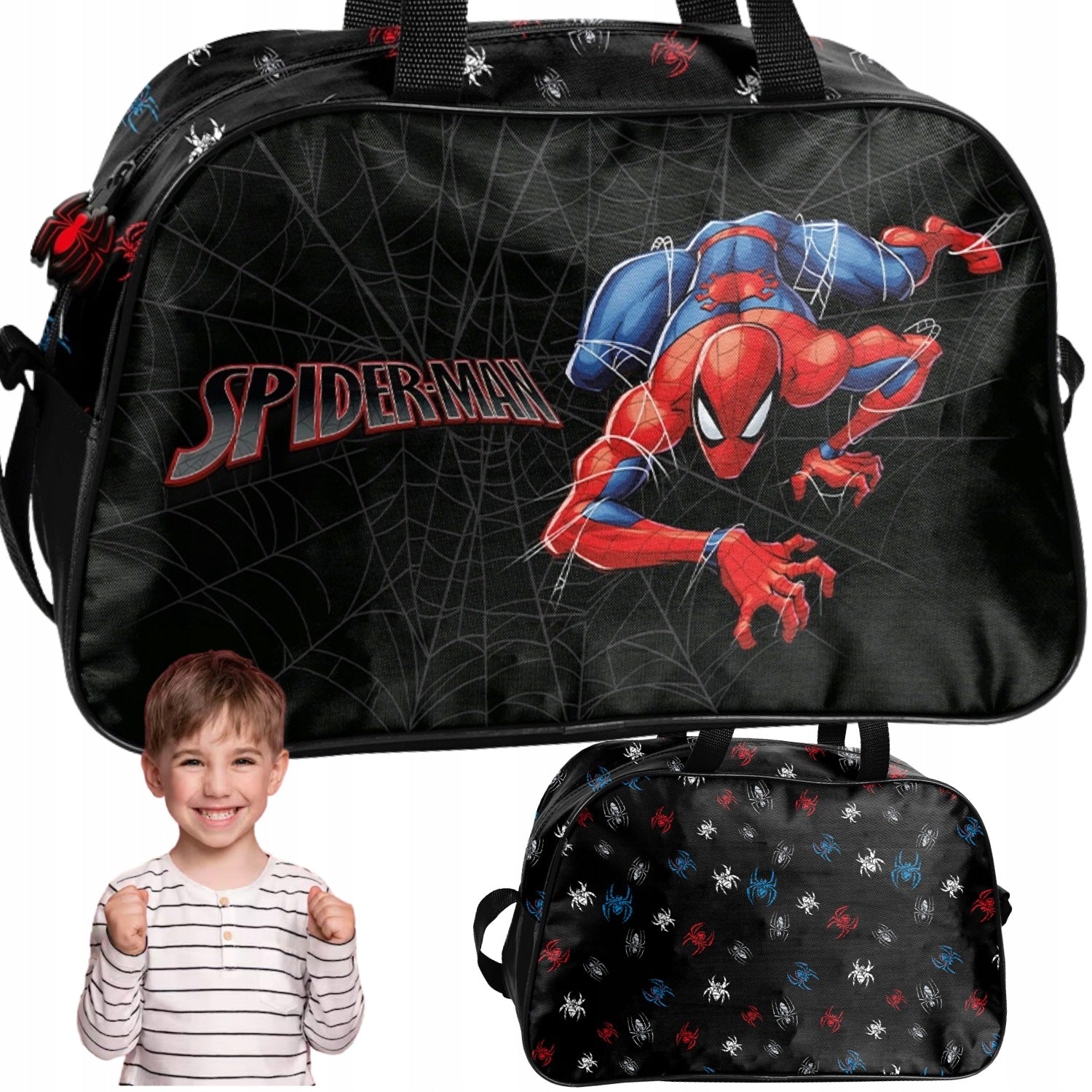 CHILDREN'S SPORTS BAG SPIDERMAN PASO BLACK FOR TRAVEL POOL 40X25X15