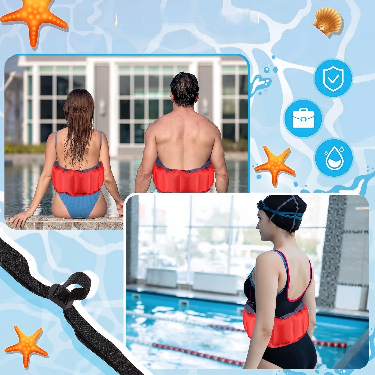 CHILDREN'S SWIMMING DISPLACEMENT BELT ADULT INFLATABLE SET 2PCS PVC Model 2X PAS DO NAUKI PŁYWANIA DMUCHANY