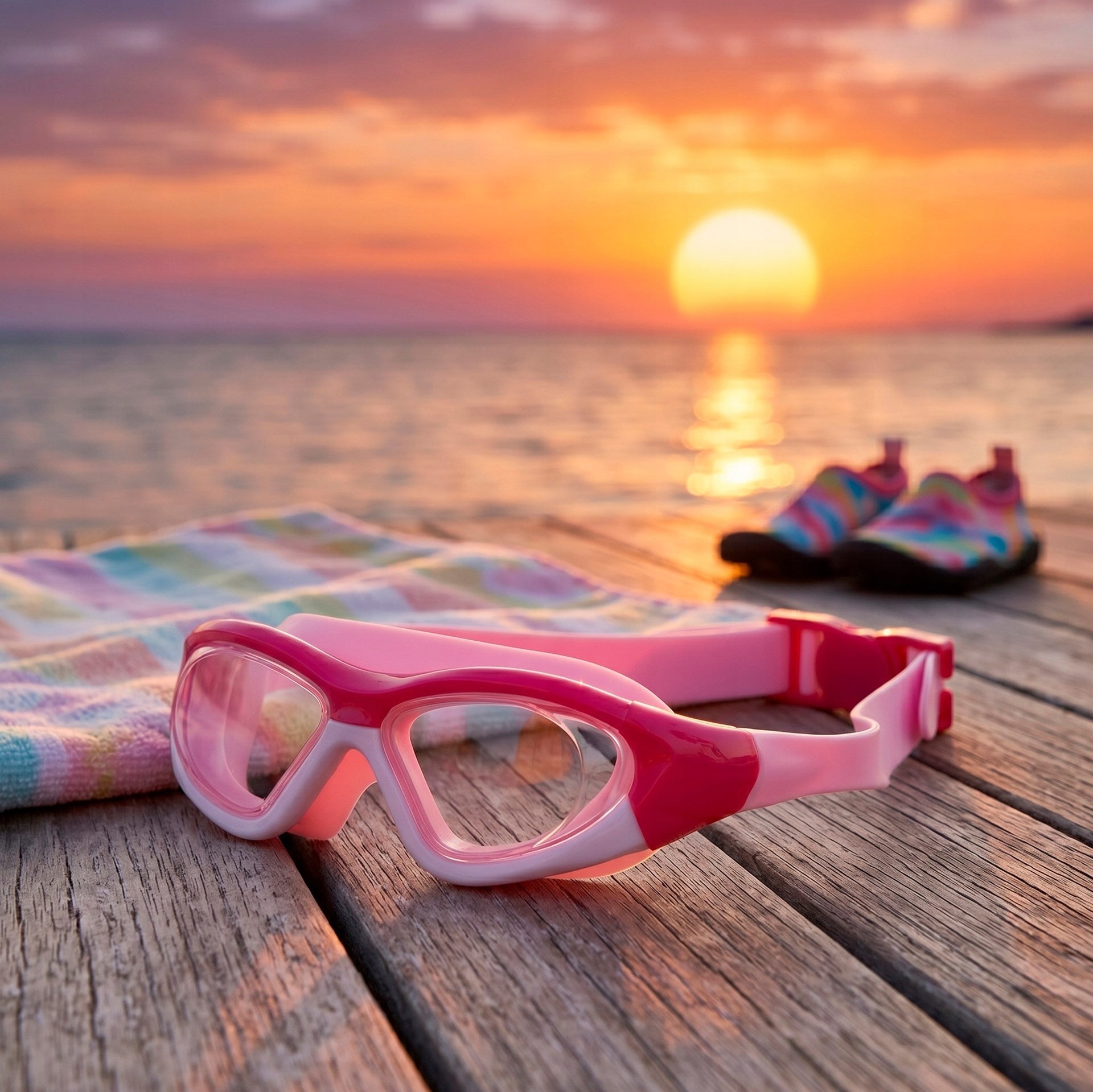 CHILDREN'S SWIMMING GOGGLES FOR SWIMMING POOL GLASSES PINK GOGGLES ANTI-FOG CASE Brand AQUAGET
