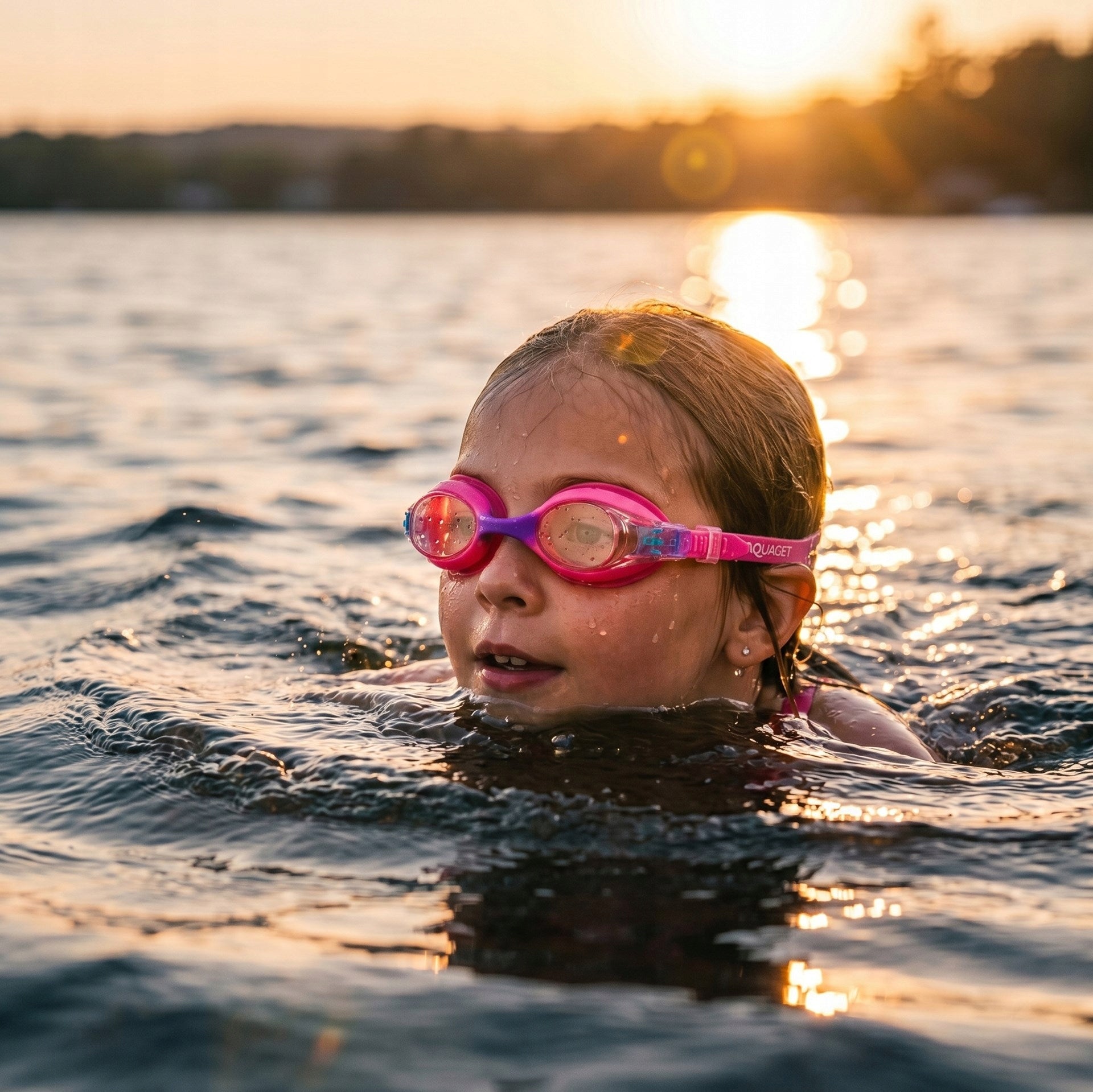 CHILDREN'S SWIMMING GOGGLES FOR SWIMMING POOL PINK POLARIZATION GOGGLES ANTI-FOG CASE Manufacturer code AQ0015