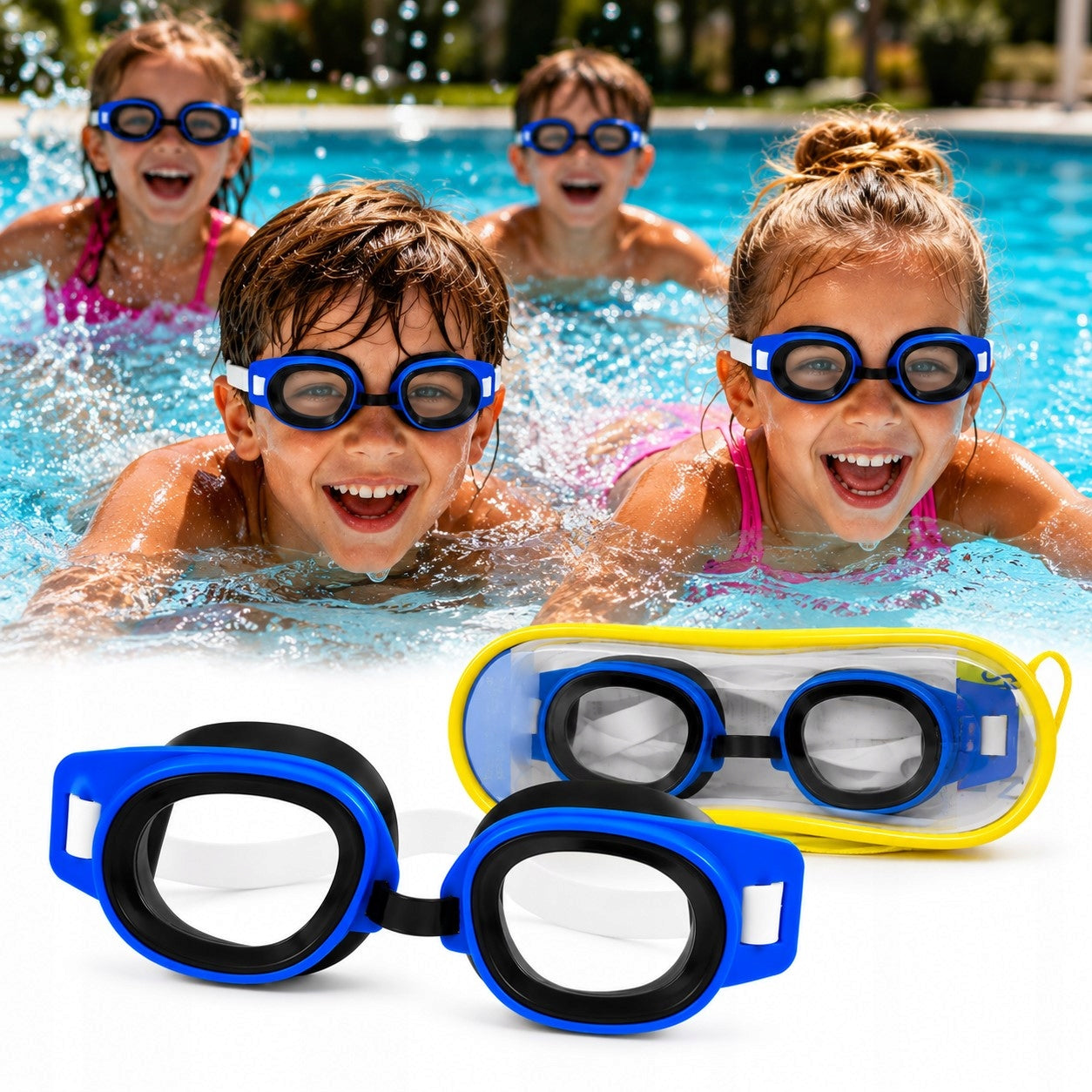 CHILDREN'S SWIMMING Glasses for SWIMMING POOL Swimming Pool Case ANTI-FOG UV Manufacturer code Gogle polaryzacja na basen pływackie dzieci