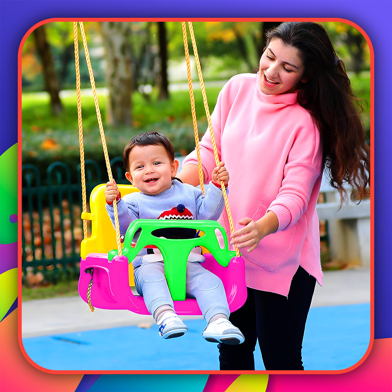 CHILDREN'S SWING MODULAR 3IN1 GARDEN ADJUSTABLE SEAT SAFE Manufacturer code HUŚTAWKA DO OGRODU HUŚTAWKA DLA DZIECKA