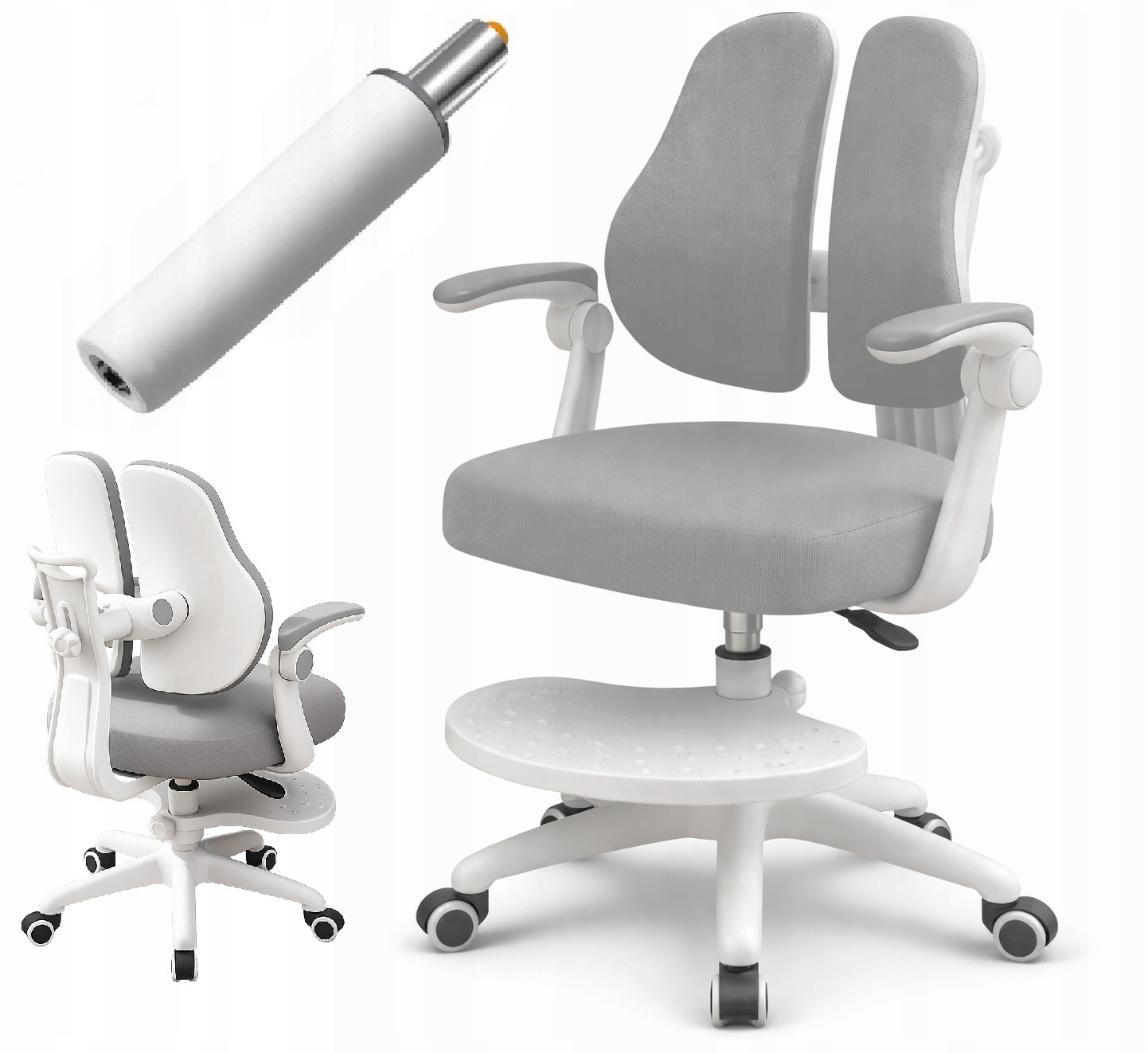 CHILDREN'S SWIVEL DESK CHAIR FOR LEARNING WITH FOOTREST GREY