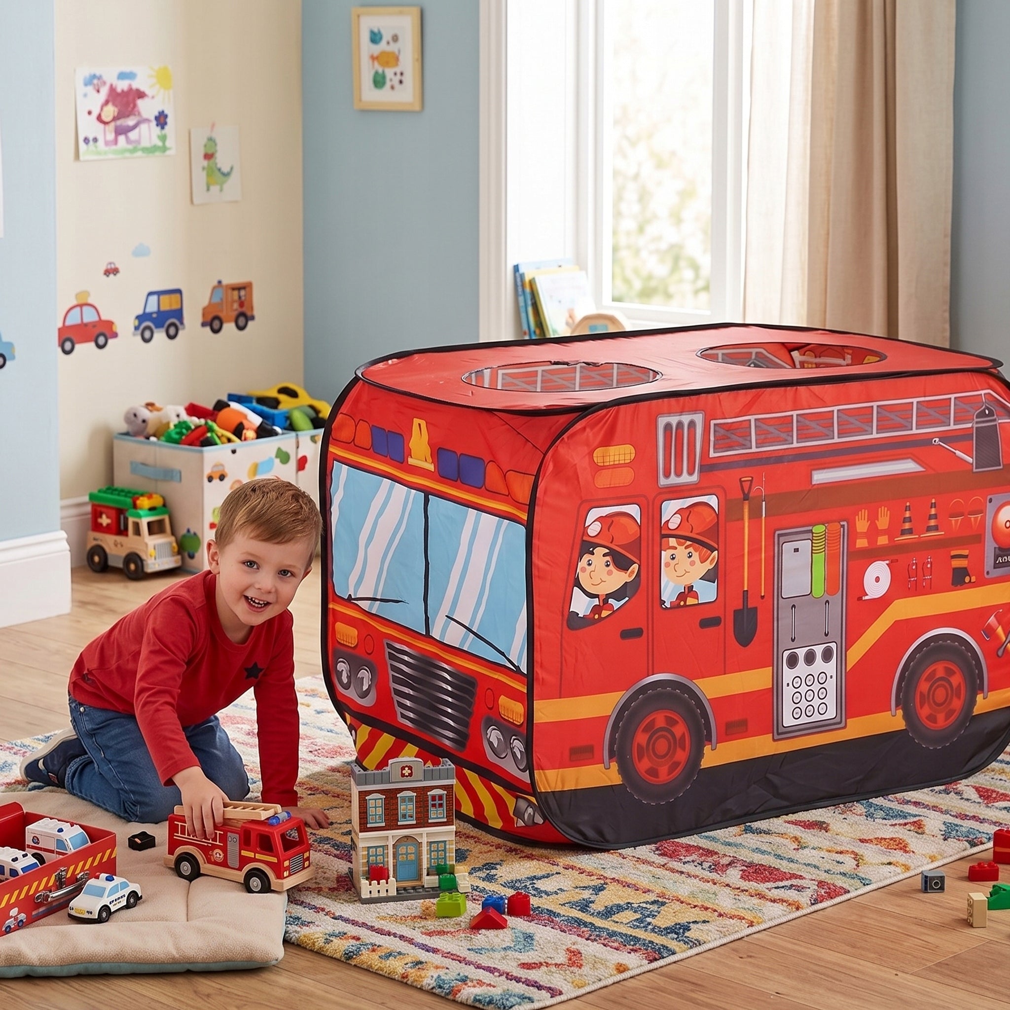 CHILDREN'S TENT FIRE TRUCK FOLDING SQUARE TOYS LARGE FIRE BRIGADE Manufacturer code NAMIOT WÓZ STRAŻACKI DAZAKIDS