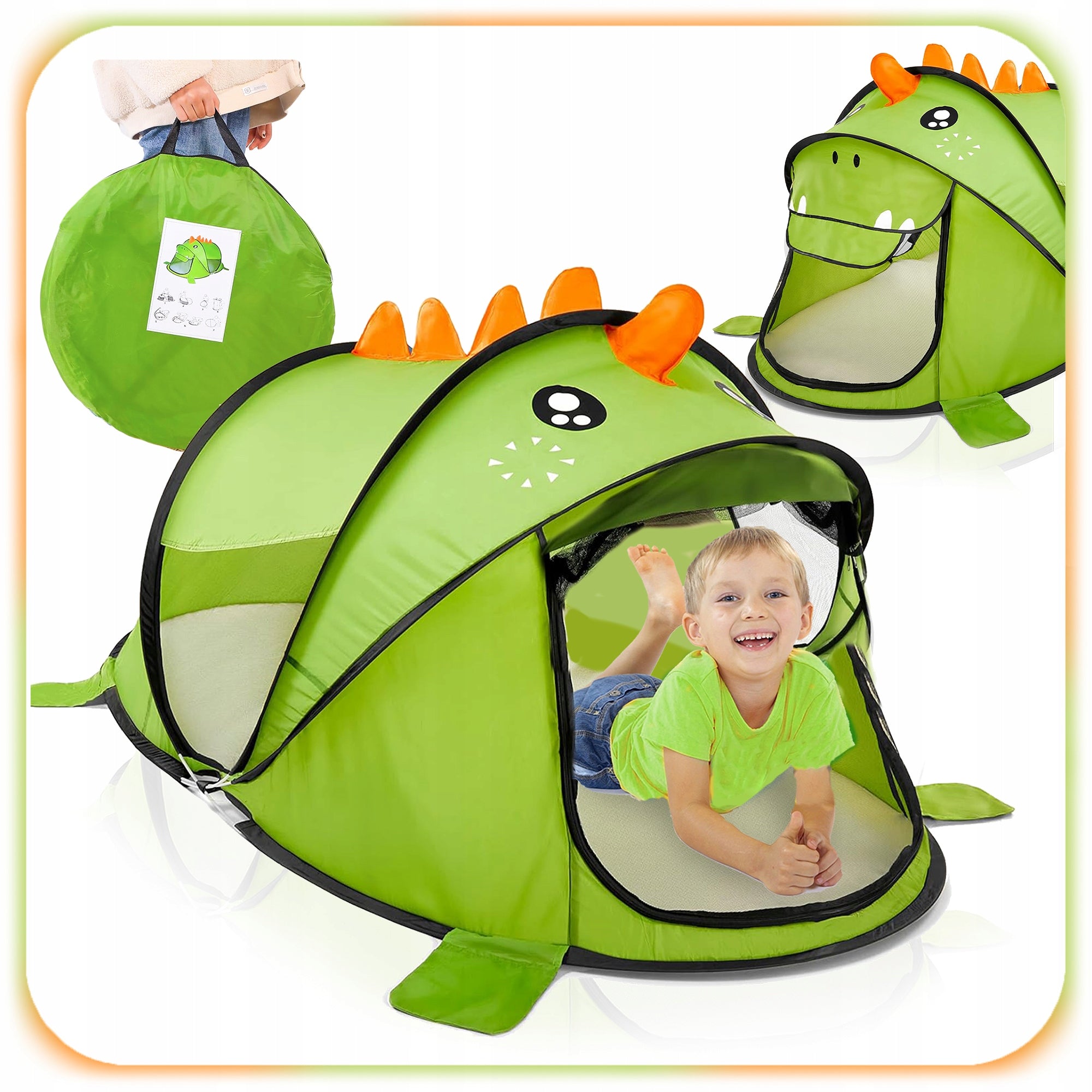 CHILDREN'S TENT SELF-FOLDING DINOSAUR GREEN HOUSE FOR GARDEN HOUSE Packaging status original