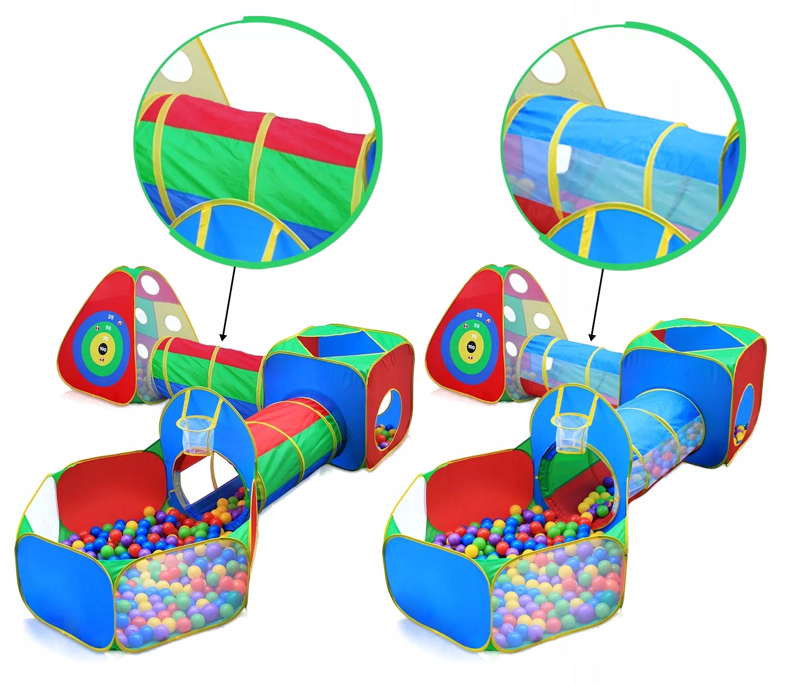 CHILDREN'S TENTS WITH TUNNELS 5in1 DRY POOL COTTAGE + SHIELD FOR GARDEN HOUSE Manufacturer code 20118