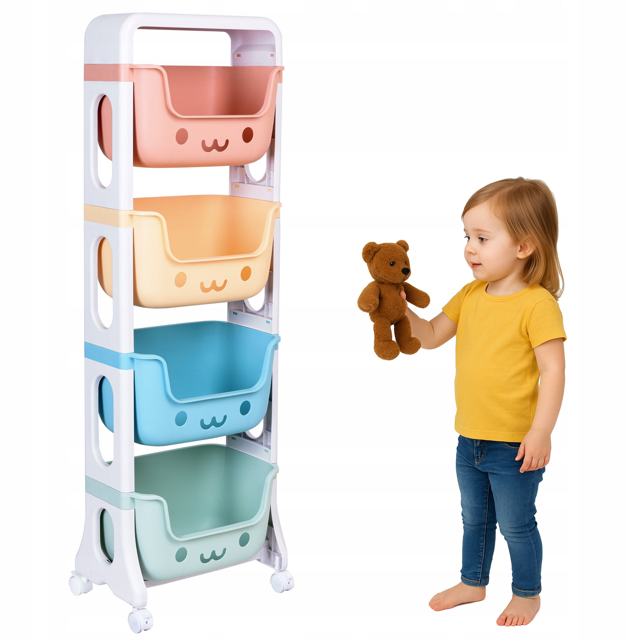 CHILDREN'S TOY RACK 4 DRAWERS CONTAINER RACK PLASTIC CABINET