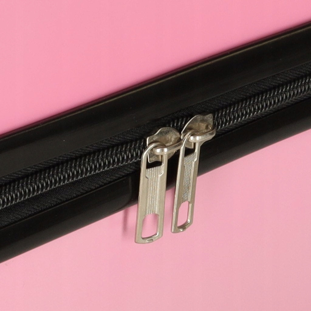 CHILDREN'S TRAVEL CABIN SUITCASE FOR CHILDREN ON WHEELS CAT PINK Height 46 cm