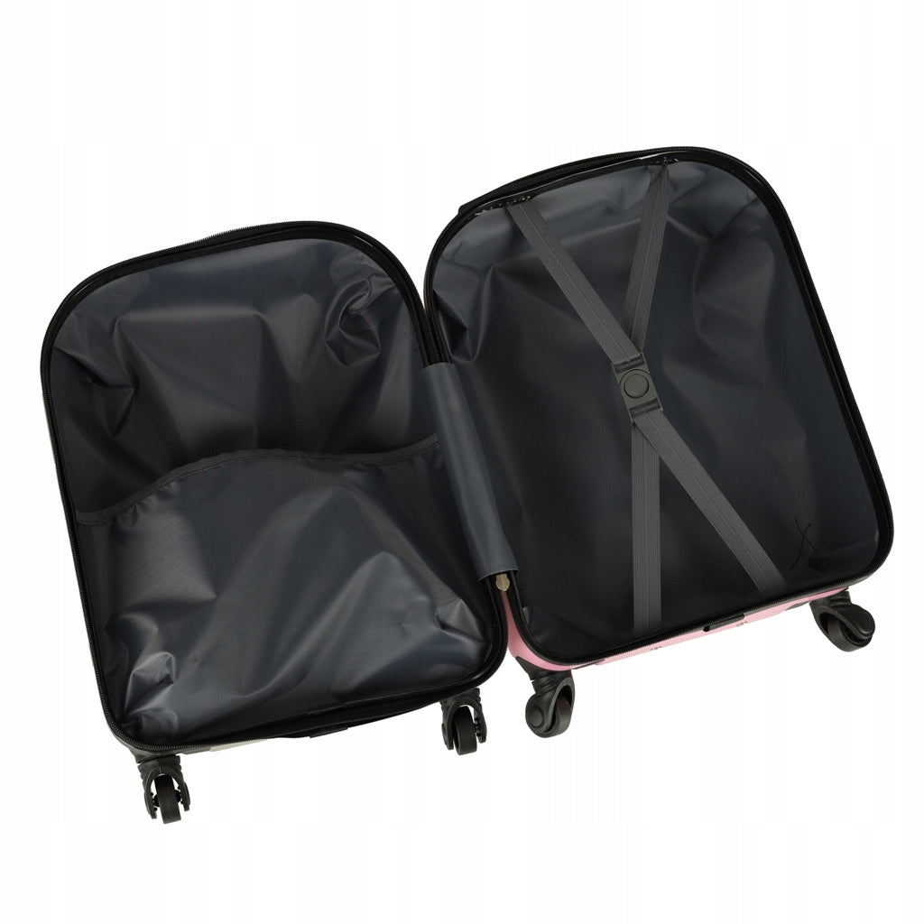 CHILDREN'S TRAVEL CABIN SUITCASE FOR CHILDREN ON WHEELS CAT PINK Kind hard