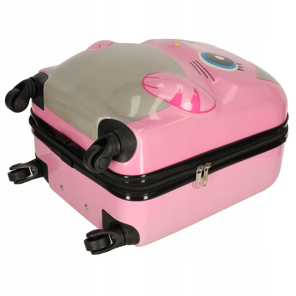 CHILDREN'S TRAVEL CABIN SUITCASE FOR CHILDREN ON WHEELS CAT PINK Model BNT_KOTEK.32