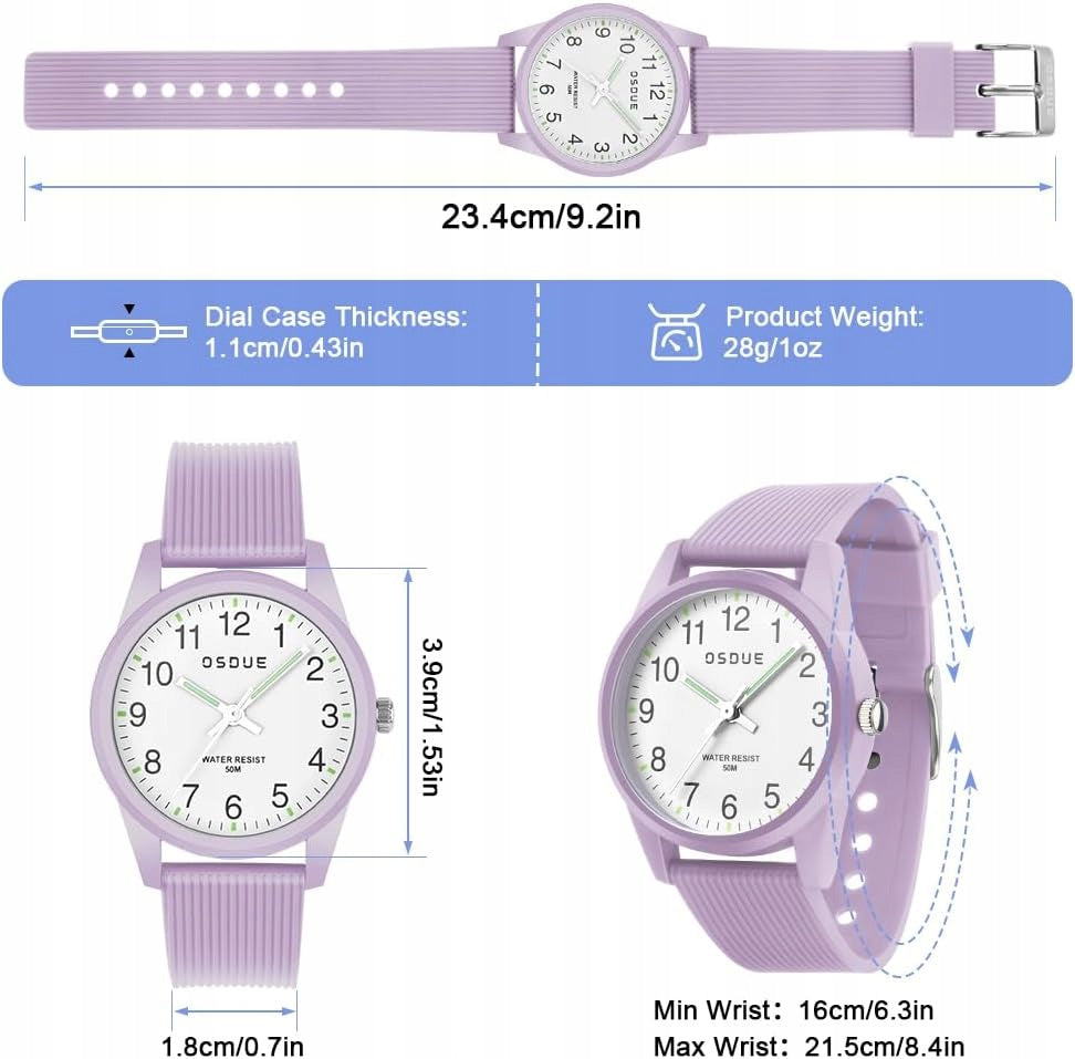 CHILDREN'S WATCH ANALOG 50M WATERPROOF STRAP SOFT TPU LAVENDER Brand no brand