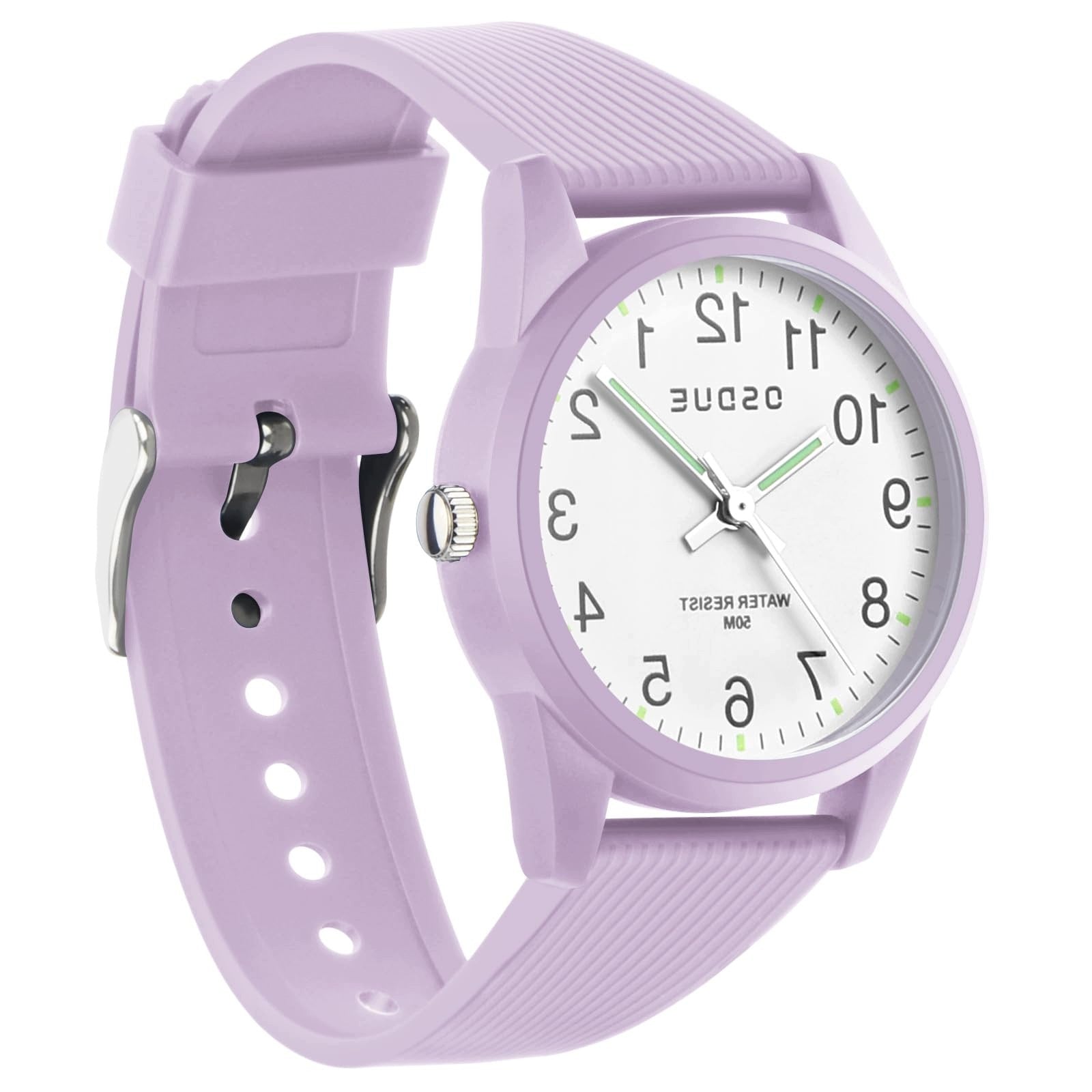 CHILDREN'S WATCH ANALOG 50M WATERPROOF STRAP SOFT TPU LAVENDER