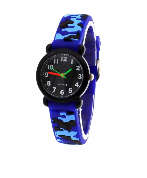 CHILDREN'S WATCH ANALOG BOYS CAMO BLUE