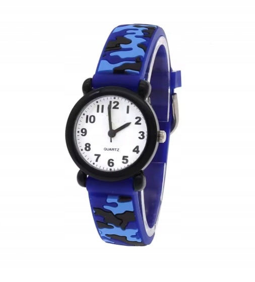 CHILDREN'S WATCH ANALOG BOYS CAMO BLUE
