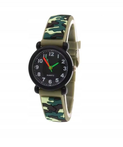 CHILDREN'S WATCH ANALOG BOYS CAMO GREEN
