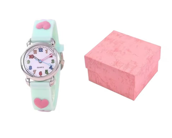 CHILDREN'S WATCH ANALOG GIRLS RUBBER WITH BOX 1685