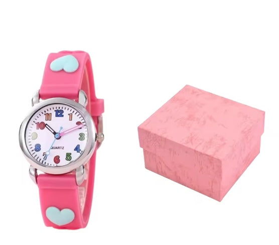 CHILDREN'S WATCH ANALOG GIRLS RUBBER WITH BOX 1686