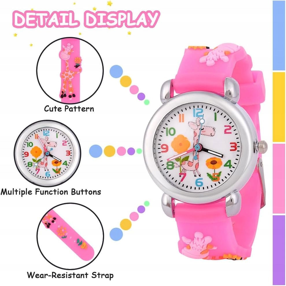 CHILDREN'S WATCH ANALOG OFFCUP SILICONE STRAP 3D DRAWINGS PINK Kind analog