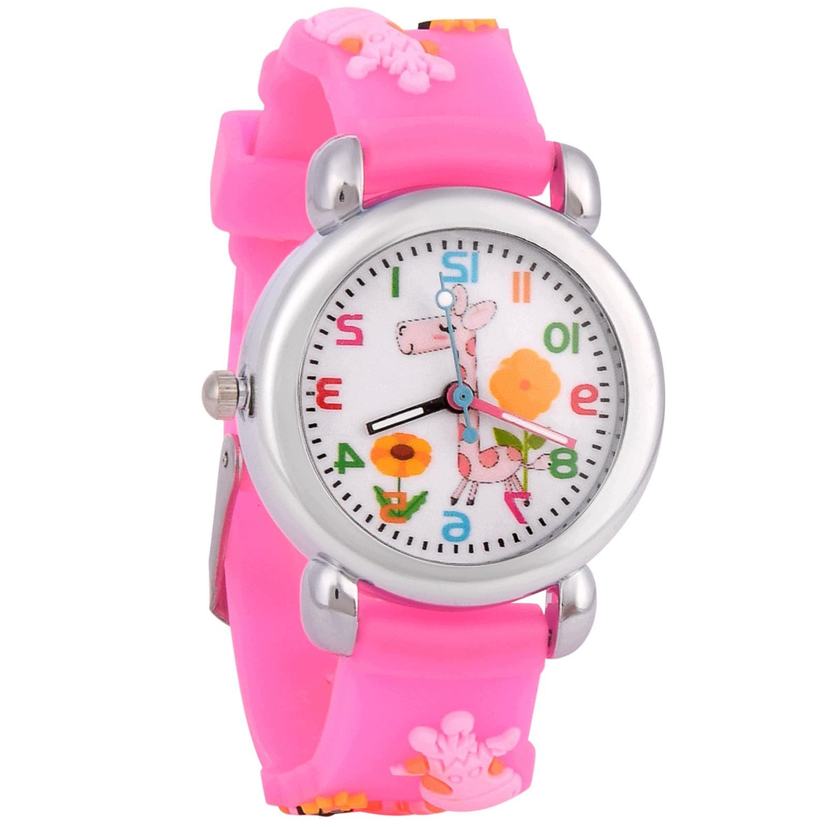 CHILDREN'S WATCH ANALOG OFFCUP SILICONE STRAP 3D DRAWINGS PINK