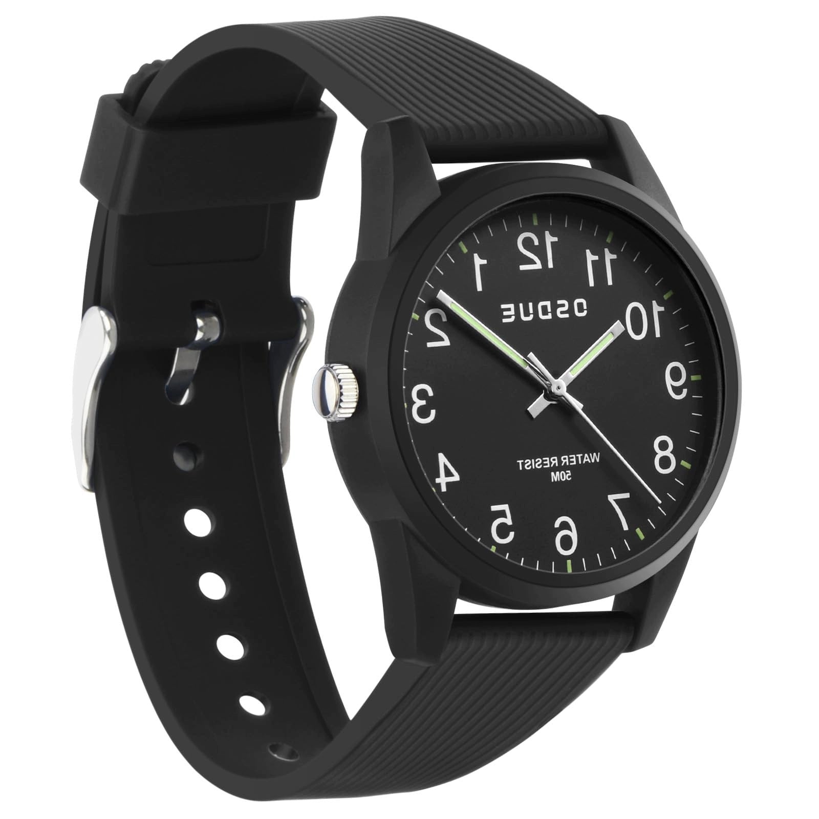 CHILDREN'S WATCH ANALOG OSDUE 6089 BLACK 50M WATERPROOF SOFT STRAP