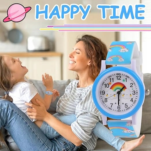 CHILDREN'S WATCH ANALOG RAINBOW BLUE SILICONE 3 ATM Packaging status original