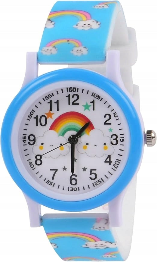 CHILDREN'S WATCH ANALOG RAINBOW BLUE SILICONE 3 ATM