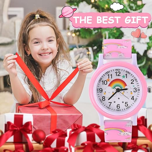 CHILDREN'S WATCH ANALOG RAINBOW PINK SILICONE 3 ATM Brand no brand