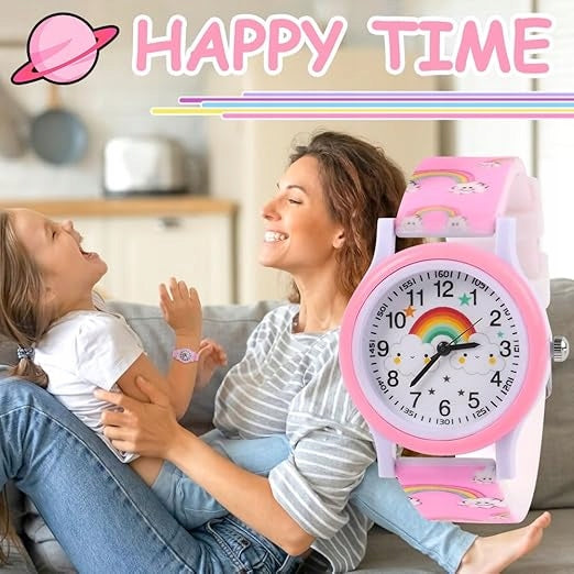 CHILDREN'S WATCH ANALOG RAINBOW PINK SILICONE 3 ATM Packaging status original