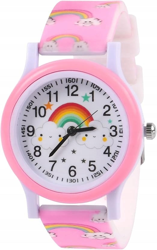 CHILDREN'S WATCH ANALOG RAINBOW PINK SILICONE 3 ATM