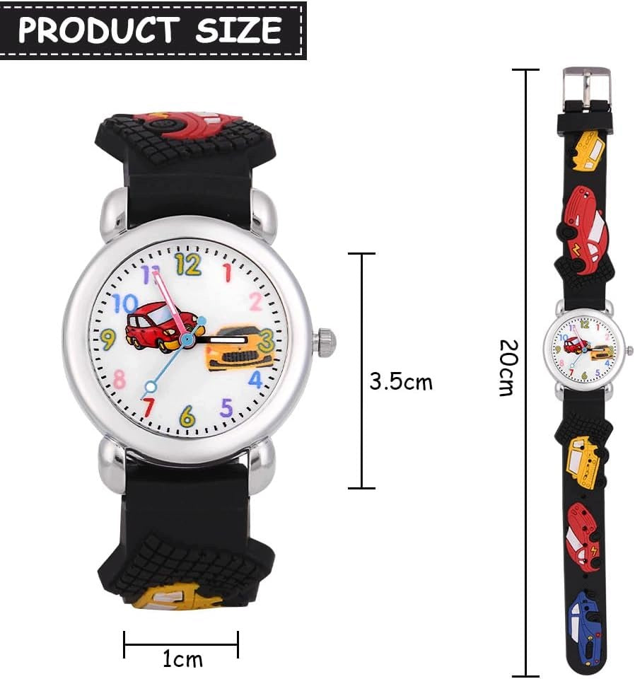 CHILDREN'S WATCH ANALOG SILICONE CAR MOTIF 3,5 CM BLACK Brand no brand